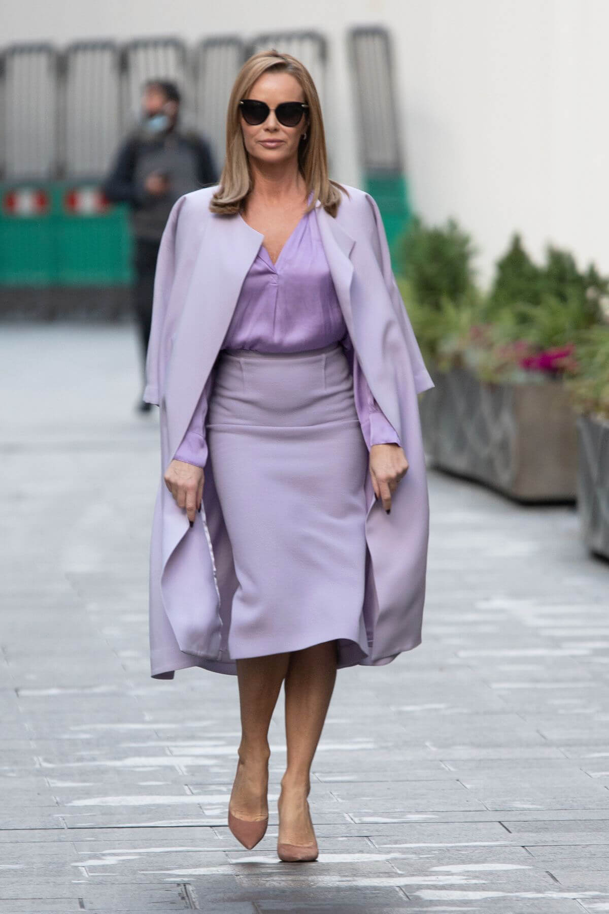 Amanda Holden in Light Purple Outfit Leaves Heart FM in London 11/26/2020