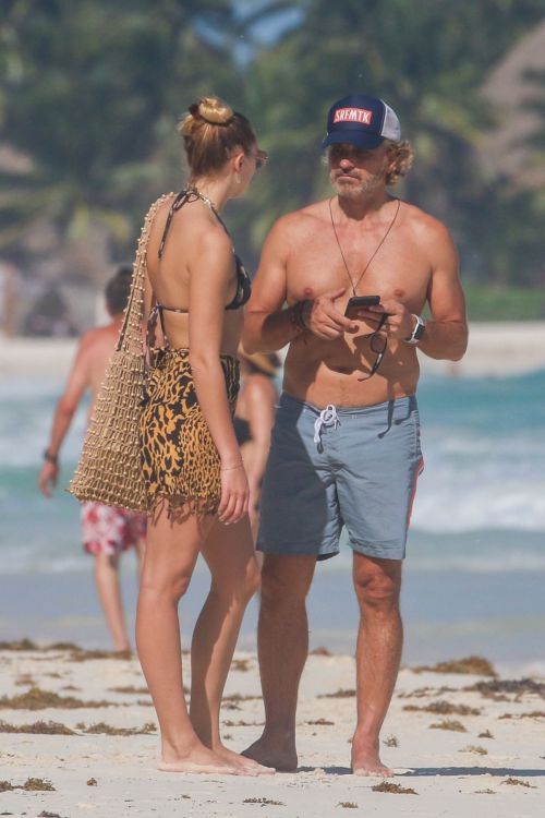 American Model Rachel Hilbert in Bikini at a Beach in Tulum 11/26/2020 1