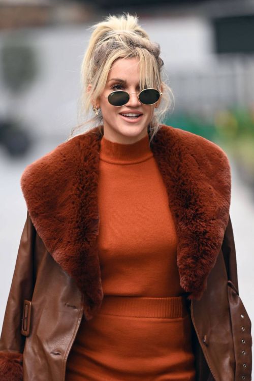 Ashley Roberts seen in Rust Color Dress Arrives at Heart Radio in London 11/24/2020 6