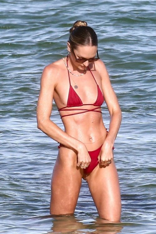 Candice Swanepoel in a Red Bikini at a Beach in Miami 2020/11/16