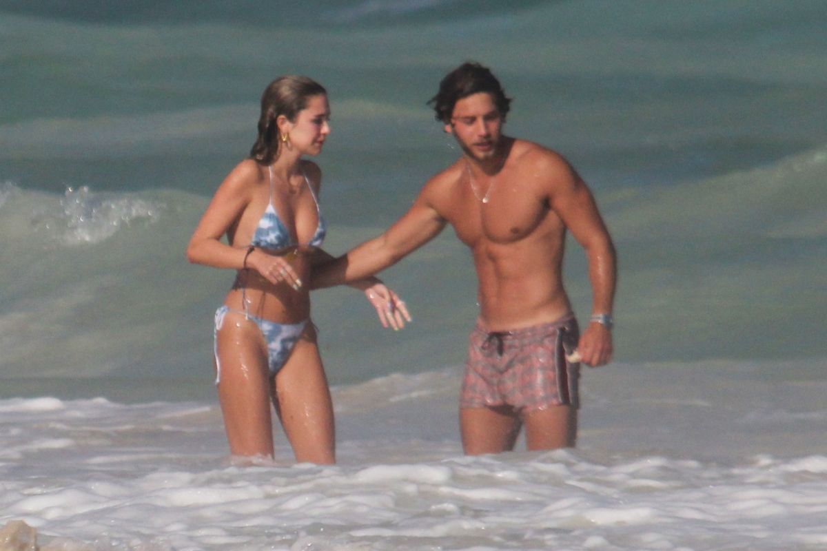 Delilah Belle Hamlin in Bikini and Eyal Booker at a Beach in Tulum 2020/11/26