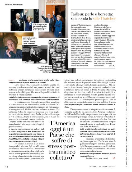 Gillian Anderson in Io Donna Del Corriere Della Sera, November 2020 1