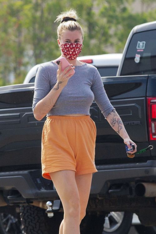 Ireland Baldwin in Orange Shorts at Que Ricos Tacos in Los Angeles 2020/10/21 10