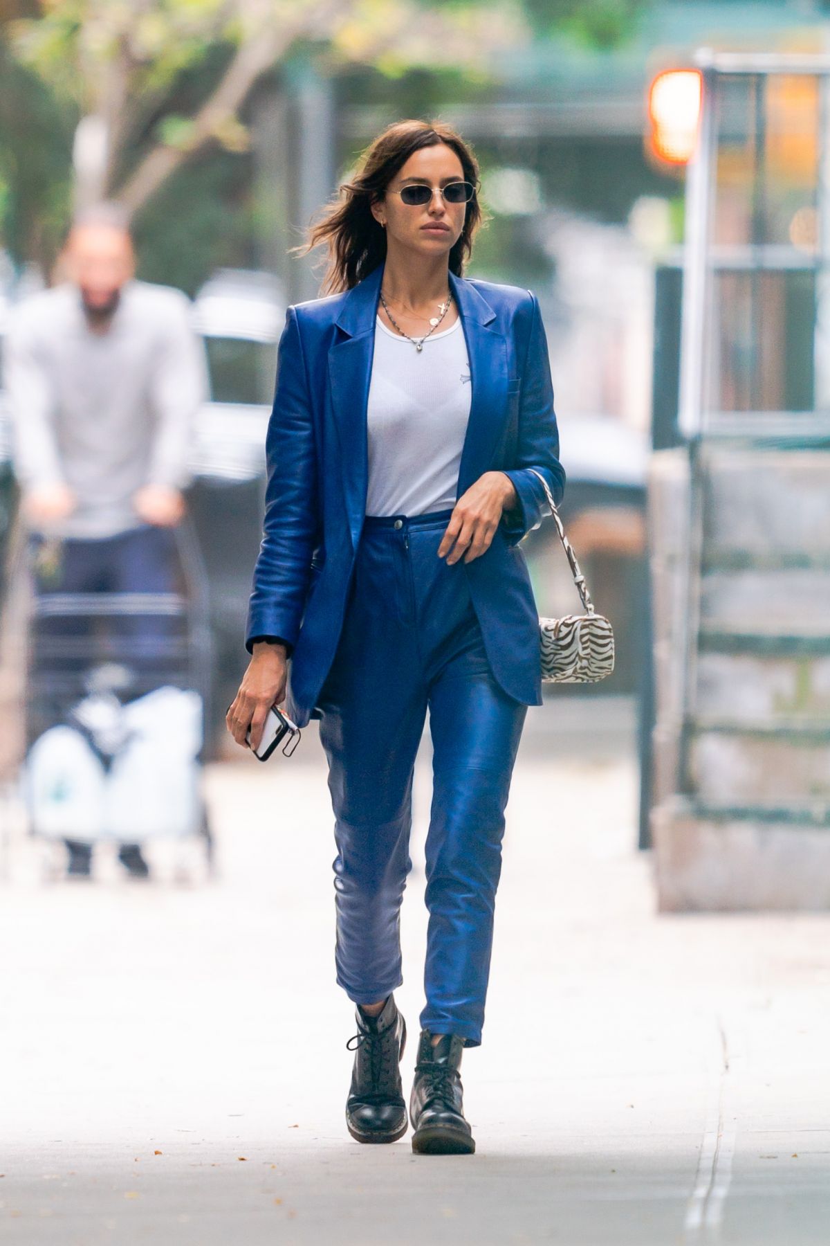 Irina Shayk in Blue Outfit Out and About in New York 2020/10/23