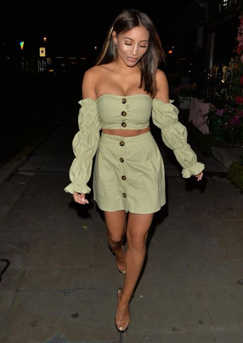 Kayleigh Morris in Stylish Off-Shoulder Dress Night Out in London 2020/10/21 7