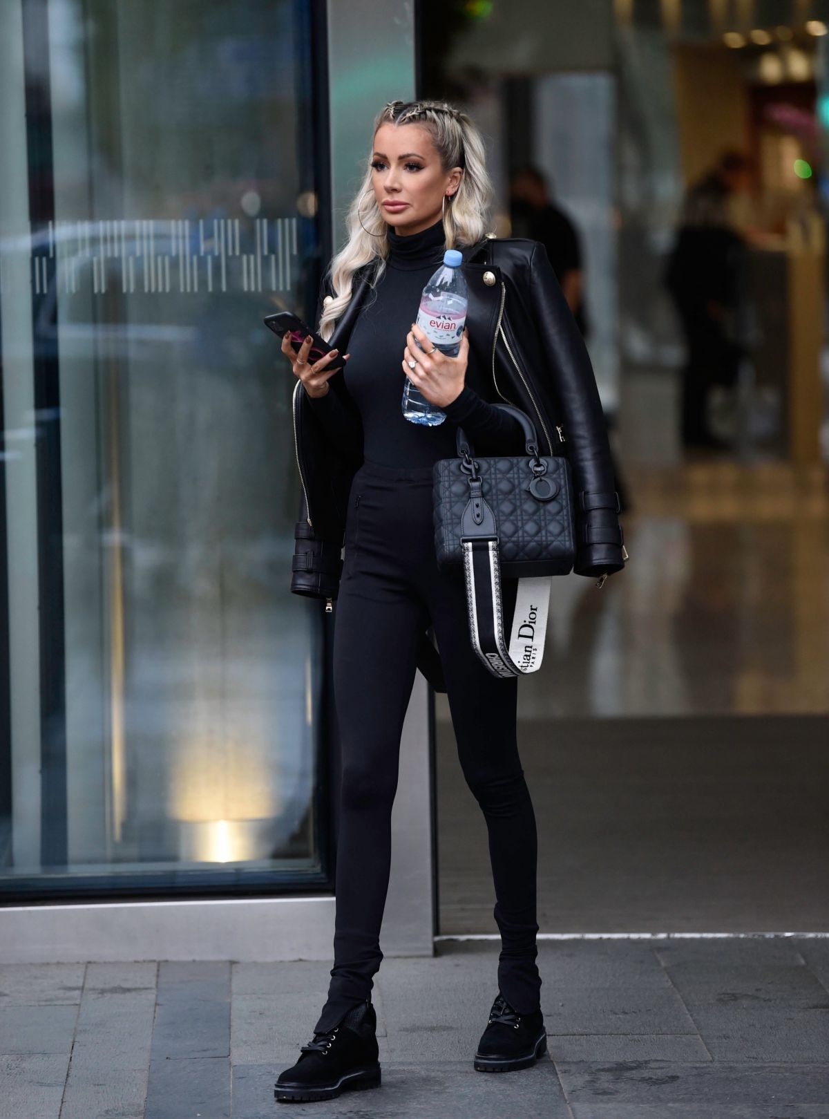 Olivia Attwood in Black Outfit Out in Manchester 2020/10/21