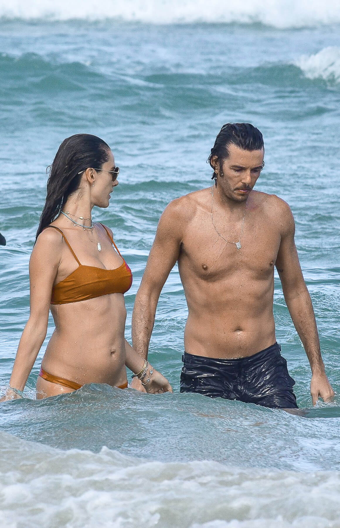 Alessandra Ambrosio in Bikini and Nicolo Oddi at Brava Beach in Florianopolis 12/03/2020