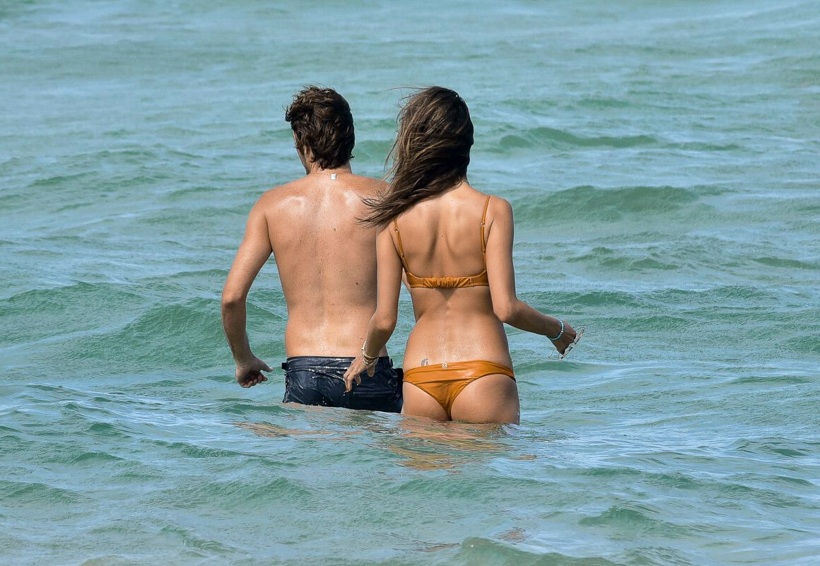 Alessandra Ambrosio in Bikini and Nicolo Oddi at Brava Beach in Florianopolis 12/03/2020 6