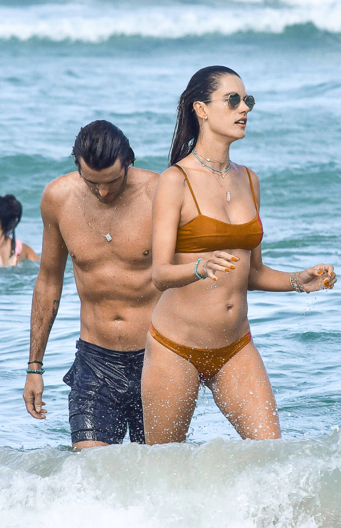 Alessandra Ambrosio in Bikini and Nicolo Oddi at Brava Beach in Florianopolis 12/03/2020 9
