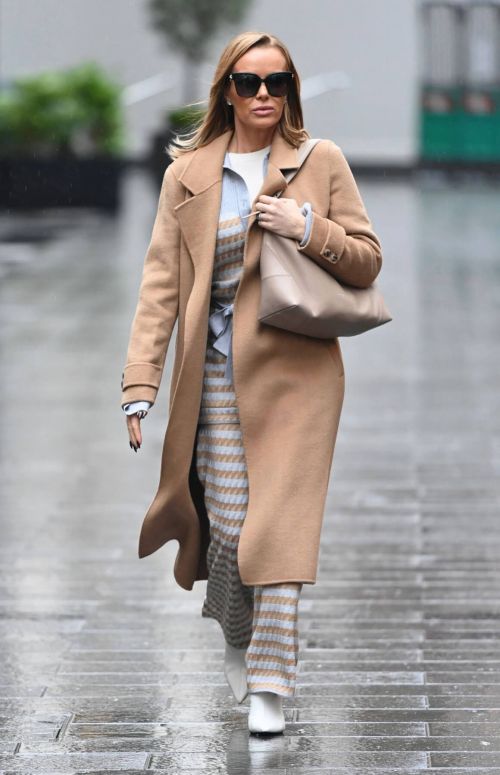 Amanda Holden in Lining Outfit with Overcoat Leaves Heart FM in London 12/03/2020