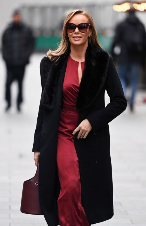 Amanda Holden in Maroon Satin Dress Leaves Global Studios in London 12/02/2020 1