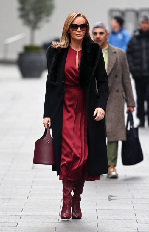 Amanda Holden in Maroon Satin Dress Leaves Global Studios in London 12/02/2020 2