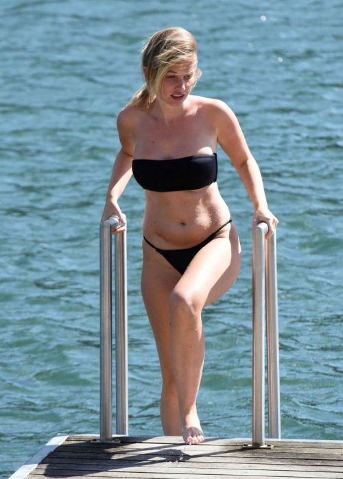 Amy Hart in Black Bikini at a Pool in Portugal 09/28/2020 1