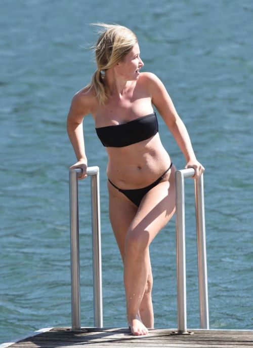 Amy Hart in Black Bikini at a Pool in Portugal 09/28/2020 10