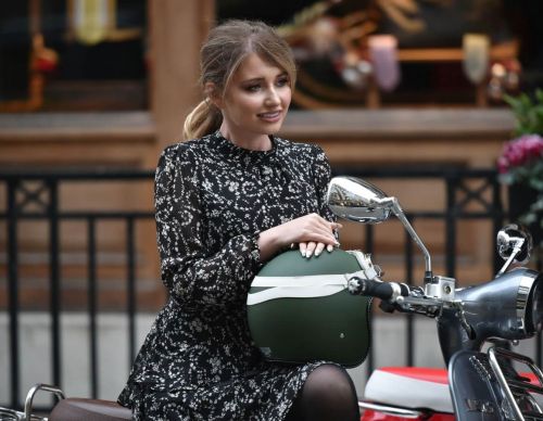 Amy Hart on the Set of Commercial for Velo Scooters in London 11/30/2020 2