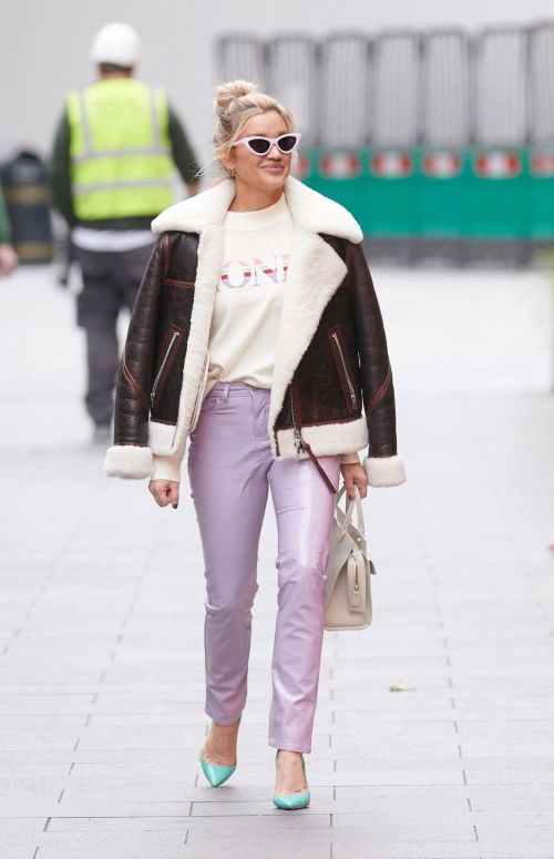 Ashley Roberts in Shearling Coat Arrives at Heart Radio Studios in London 12/02/2020
