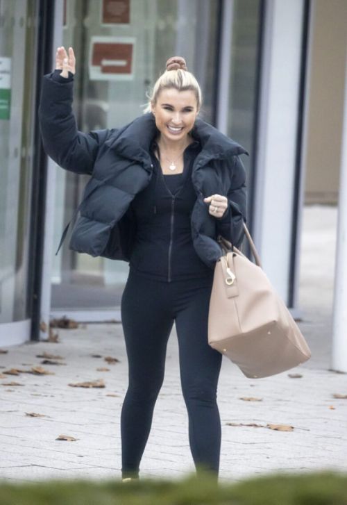 Billie Faiers in Black Puffer Jacket with Tights Leaves Slough Ice Rink 12/02/2020