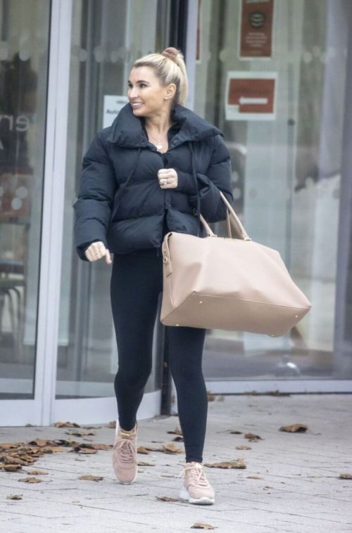 Billie Faiers in Black Puffer Jacket with Tights Leaves Slough Ice Rink 12/02/2020 3