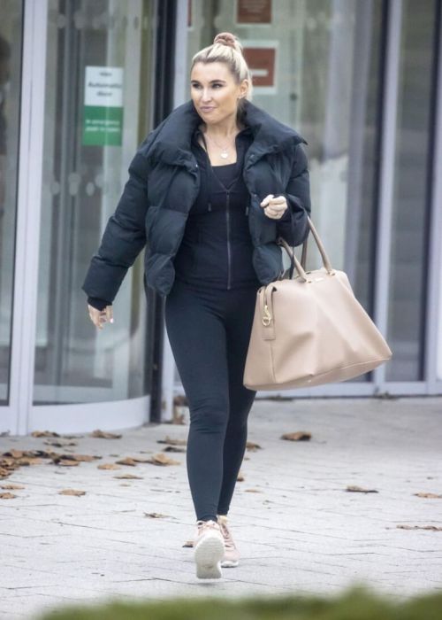 Billie Faiers in Black Puffer Jacket with Tights Leaves Slough Ice Rink 12/02/2020 4