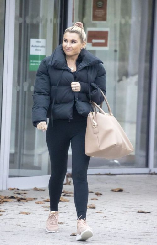 Billie Faiers in Black Puffer Jacket with Tights Leaves Slough Ice Rink 12/02/2020 5