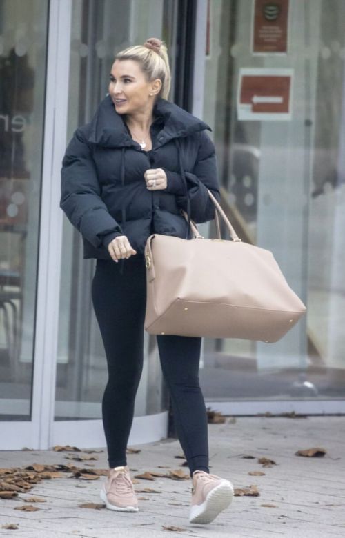 Billie Faiers in Black Puffer Jacket with Tights Leaves Slough Ice Rink 12/02/2020 8