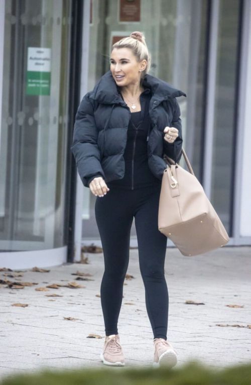 Billie Faiers in Black Puffer Jacket with Tights Leaves Slough Ice Rink 12/02/2020 9