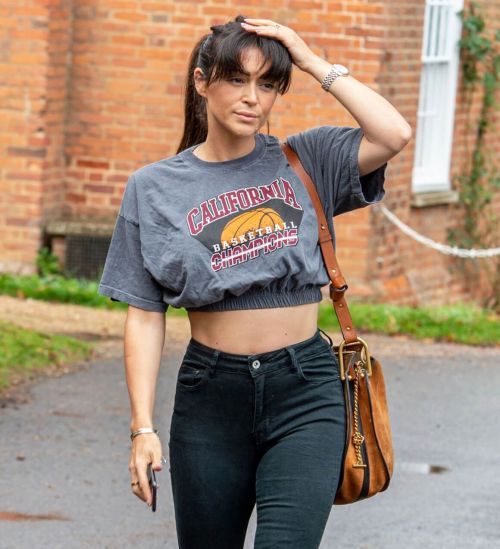 Casey Batchelor in Short Top with Black Ripped Jeans Out and About in Hertfordshire 12/02/2020 9