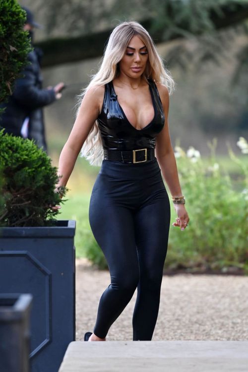 Chloe Ferry flashes her cleavage on the Set of Celebs Go Dating in Sussex 11/23/2020 3