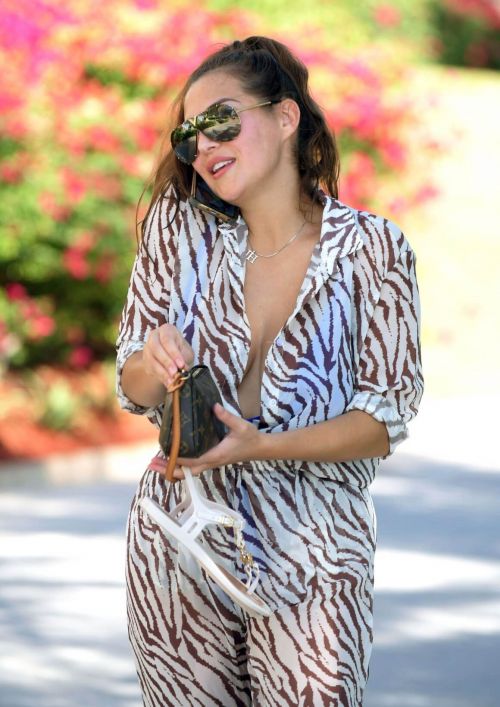 Chloe Goodman in Transparent Animal Print Jumpsuit Out and About in Dubai 11/30/2020 9