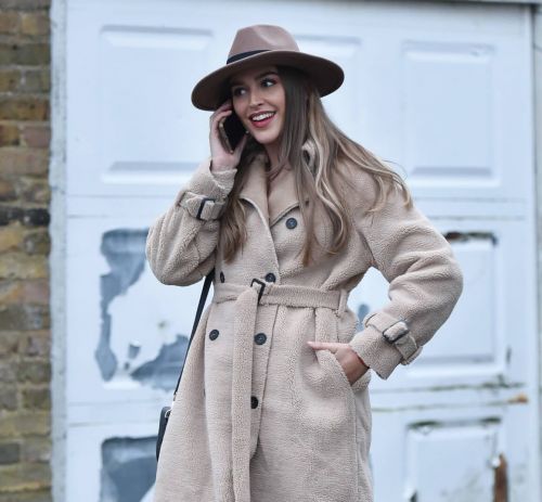 Chloe Ross in Long Coat with Boots After Leaves a Photoshoot in London 11/30/2020 2