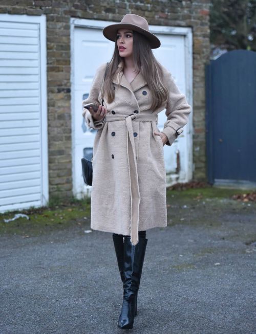Chloe Ross in Long Coat with Boots After Leaves a Photoshoot in London 11/30/2020 3