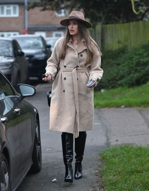 Chloe Ross in Long Coat with Boots After Leaves a Photoshoot in London 11/30/2020 4
