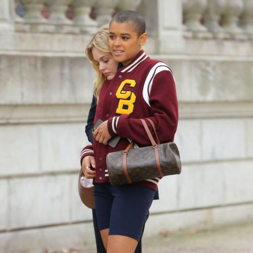 Emily Alyn Lind, Jordan Alexander and Whitney Peak on the Set of Gossip Girl on in New York 11/25/2020 10