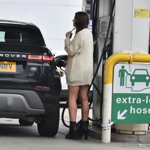 Imogen Thomas flashes her beautiful legs at a Gas Station in London 11/24/2020 7