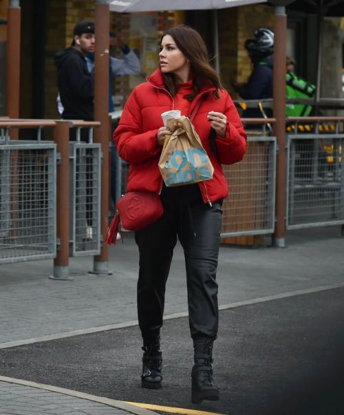 Imogen Thomas seen in Red Puffer Jacket at McDonalds in Chelsea 12/03/2020
