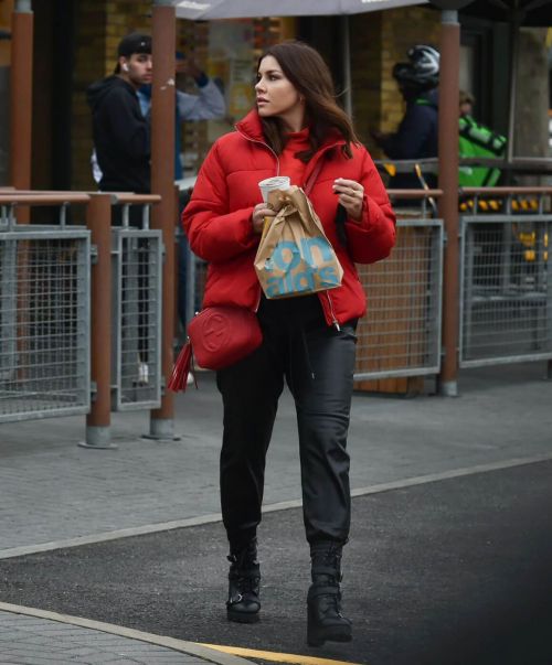 Imogen Thomas seen in Red Puffer Jacket at McDonalds in Chelsea 12/03/2020 2