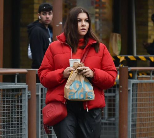 Imogen Thomas seen in Red Puffer Jacket at McDonalds in Chelsea 12/03/2020 3
