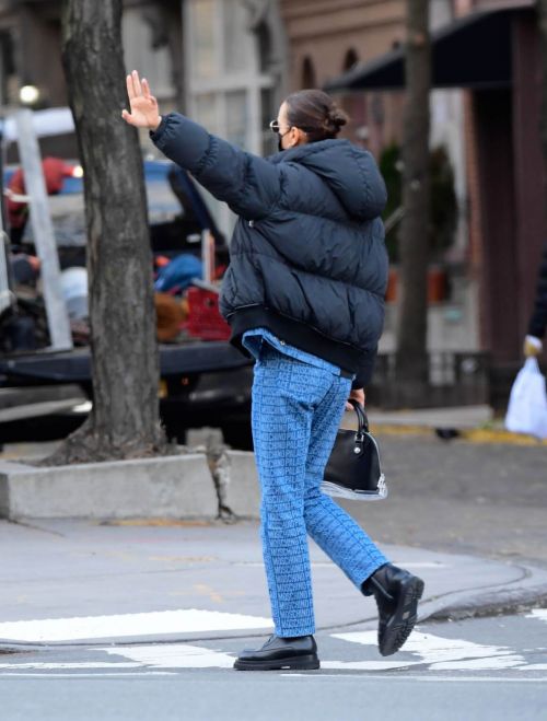 Irina Shayk seen in Black Puffer Jacket with Blue Outfit Out in New York 12/02/2020 1