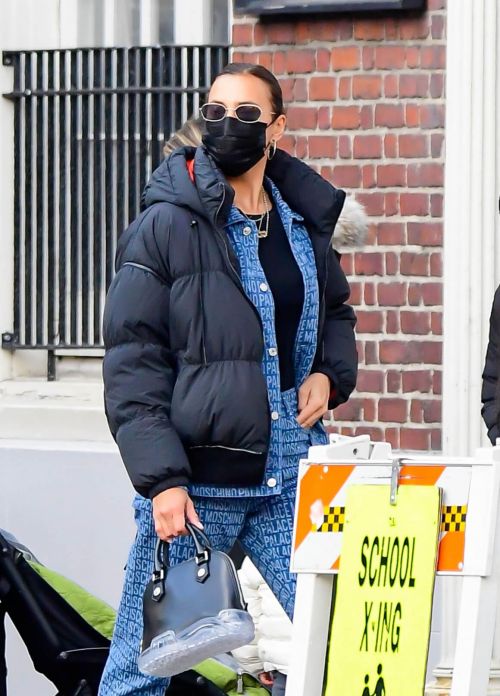 Irina Shayk seen in Black Puffer Jacket with Blue Outfit Out in New York 12/02/2020 4