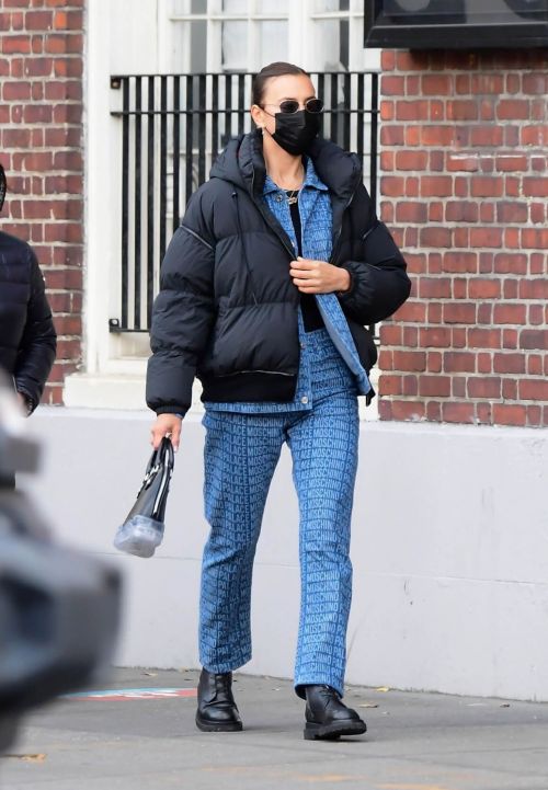 Irina Shayk seen in Black Puffer Jacket with Blue Outfit Out in New York 12/02/2020 5