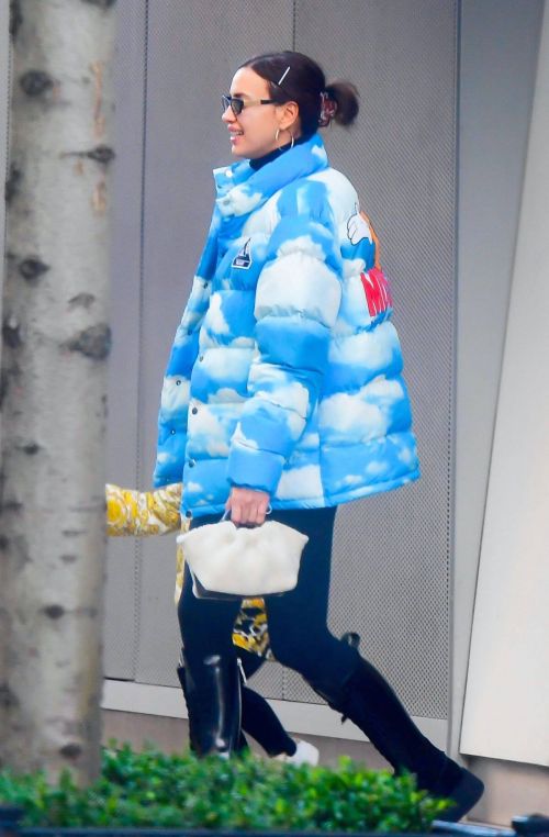 Irina Shayk seen in Puffed Sky Jacket Out in New York 11/24/2020