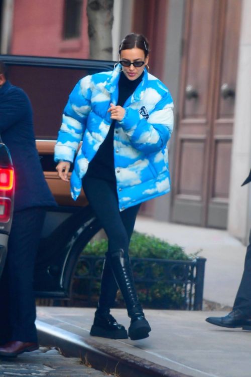 Irina Shayk seen in Puffed Sky Jacket Out in New York 11/24/2020 1