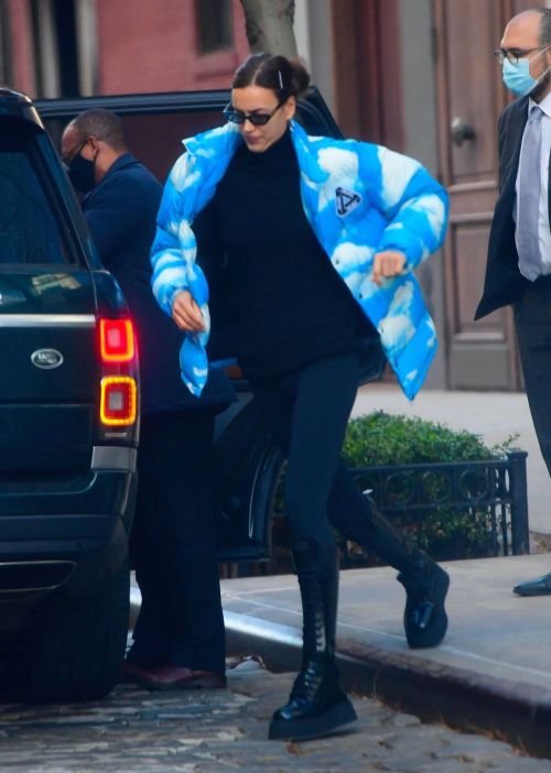 Irina Shayk seen in Puffed Sky Jacket Out in New York 11/24/2020 6