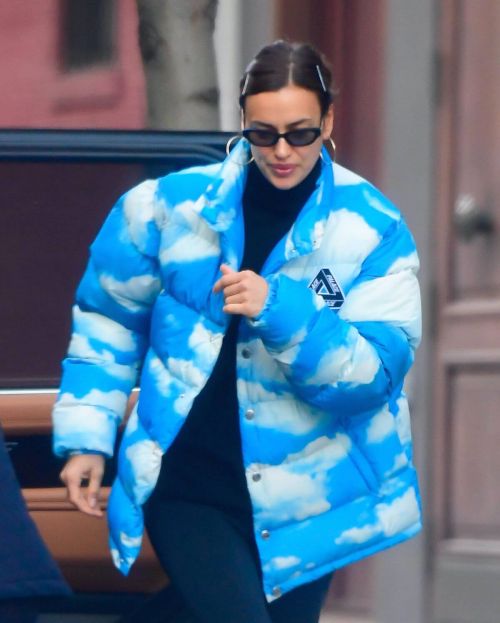 Irina Shayk seen in Puffed Sky Jacket Out in New York 11/24/2020 7