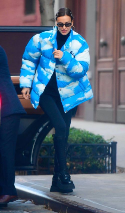 Irina Shayk seen in Puffed Sky Jacket Out in New York 11/24/2020 2