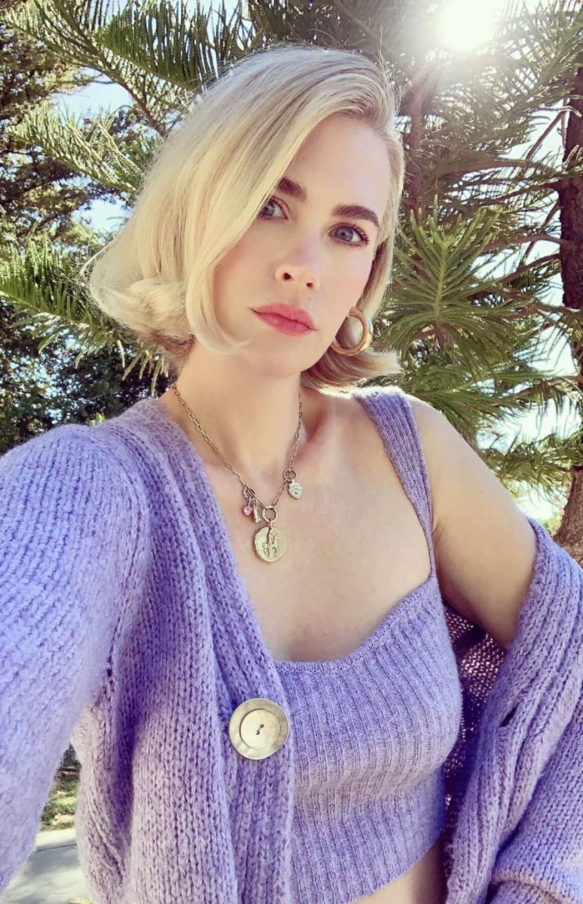 January Jones seen in Purple Winter Top - Instagram Photos 11/30/2020