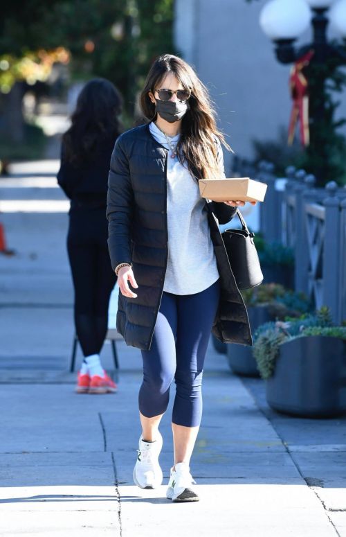 Jordana Brewster seen in Long Puffer Jacket at a Gas Station in Brentwood 12/05/2020 5