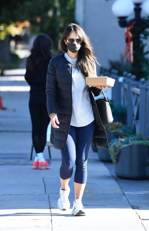 Jordana Brewster seen in Long Puffer Jacket at a Gas Station in Brentwood 12/05/2020 3