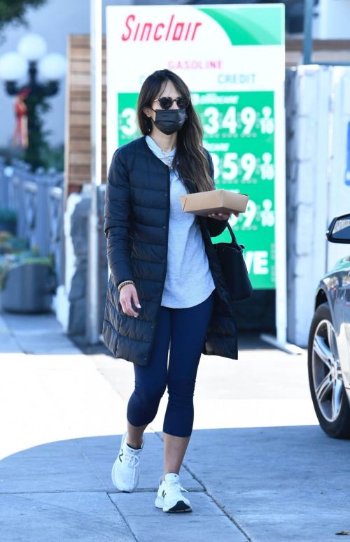 Jordana Brewster seen in Long Puffer Jacket at a Gas Station in Brentwood 12/05/2020 4