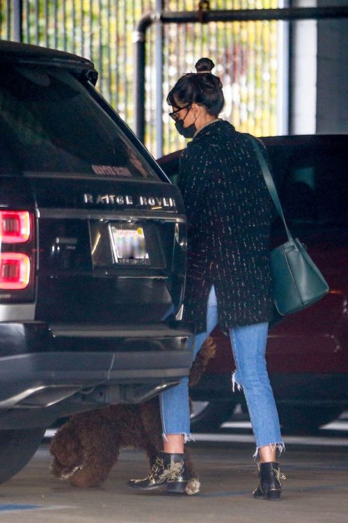 Jordana Brewster seen in Ripped Jeans Leaves a Vet Clinic in Westwood 11/25/2020 5